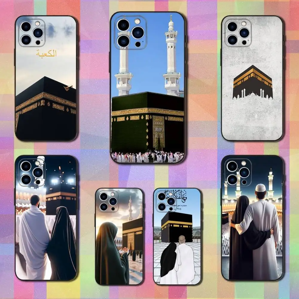 

Moslem Art Kaaba Phone For iPhone 13,12,15,14,11,16,17,Plus,Pro Max,XS,X,XR,SE,Mini,8,7,Soft Silicone Black