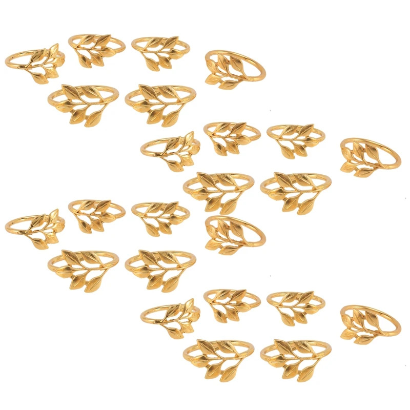 

24Pcs/Lot Hotel Napkin Ring Napkin Holder Fall Leaves Napkin Buckle Christmas Wedding Party Gold Napkin