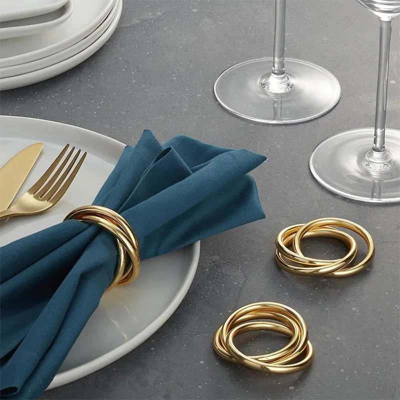 6pcs New Elegant Creative Napkin Buckle European Style Napkin Ring Wed Ding Restaurant Mouth Cloth Ring
