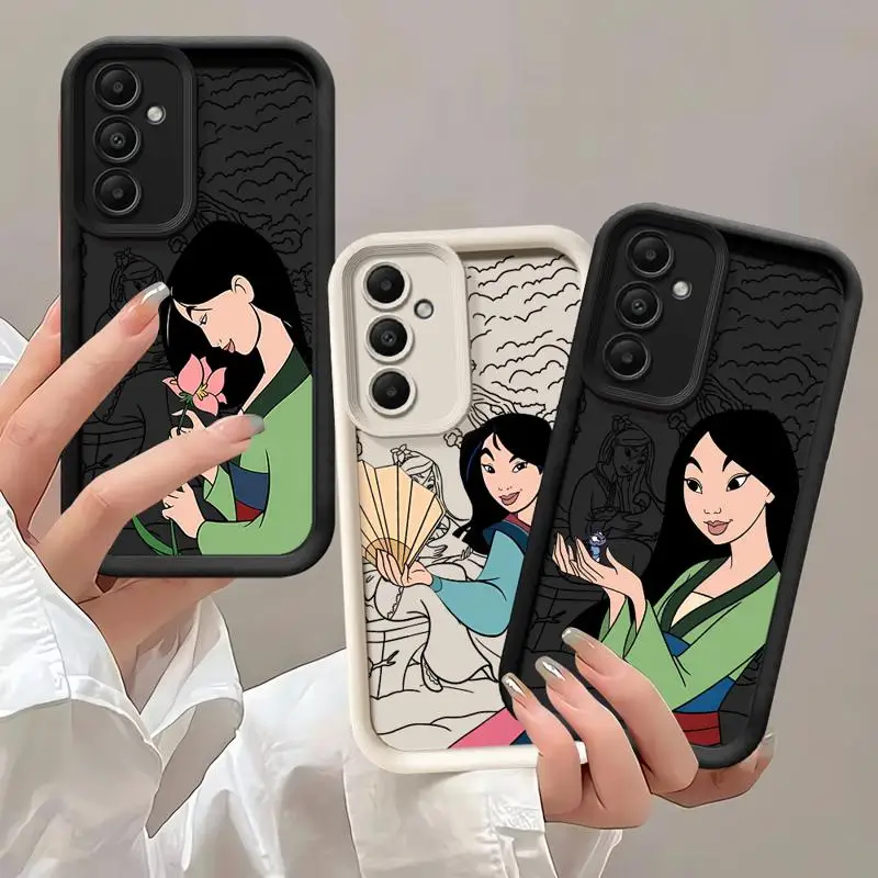 Phone case for Samsung Galaxy A55 A52 A33 cases A24 A15 A12 A23 A22 5G A54 A52s A53 A14 funda Cover Disney Princess Mulan Poetry