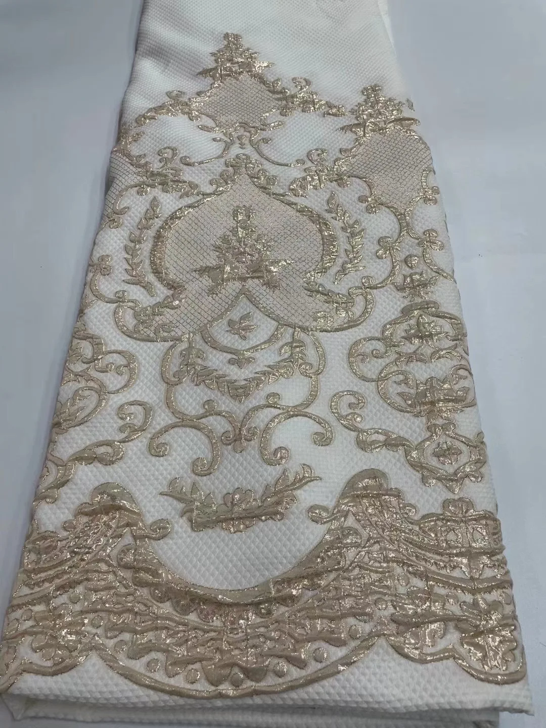 Latest French Jacquard Brocade Lace Fabric 2023 High Qualtiy African Lace Fabric Nigerian Brocade Lace Fabric Diy Sew KJK22101