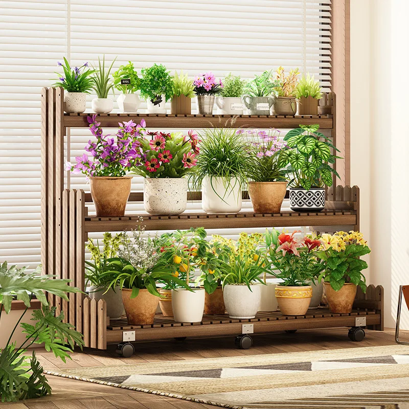 

Country Style Plant Shelves Balcony Movable Stepped Multilayer Plant Shelves Fashion Outdoor Furniture Racks Pour Plantes YSZWJ