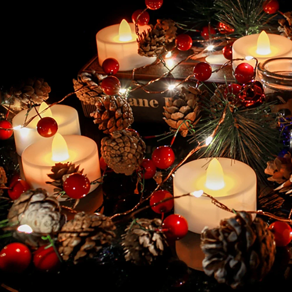 ไฟ LED ชาไร้ตําหนิพร้อมรีโมทริบหรี่แบตเตอรี่ดําเนินการเทียน LED เทียนไฟฟ้าสําหรับคริสต์มาสงานแต่งงานแสงชา