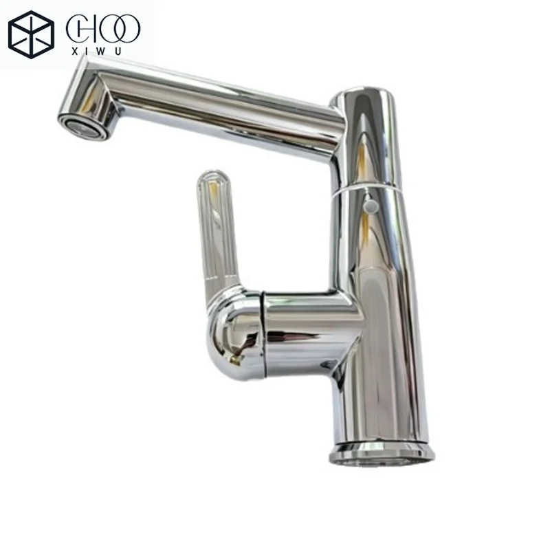 Bathroom Dual-Hole Hot/Cold Sink Faucet with Swivel Spout and Splash Guard for Washbasins and Sinks
