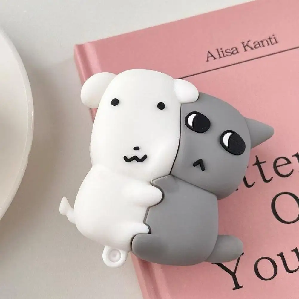 3D Cute Cartoon Dog Cat Hug Case for AirPods Pro 2 3 4 Silicone Wireless Earphone Protective Cover for AirPod Pro Case - view 4