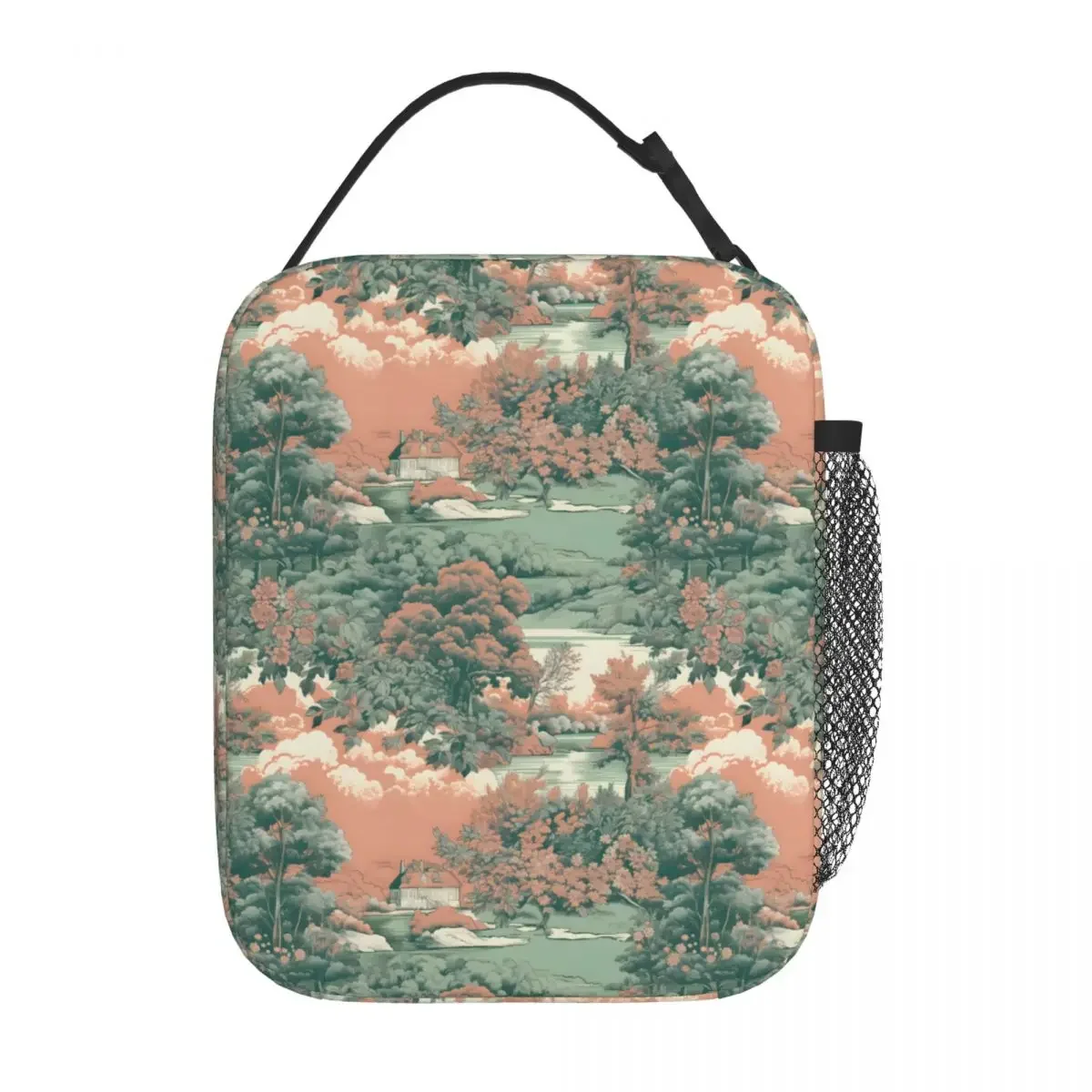 Insulated Lunch Box Tosca Peach Toile De Jouy Forest Merch 18th Centurey French Landscape Food Box Thermal Cooler Lunch Box