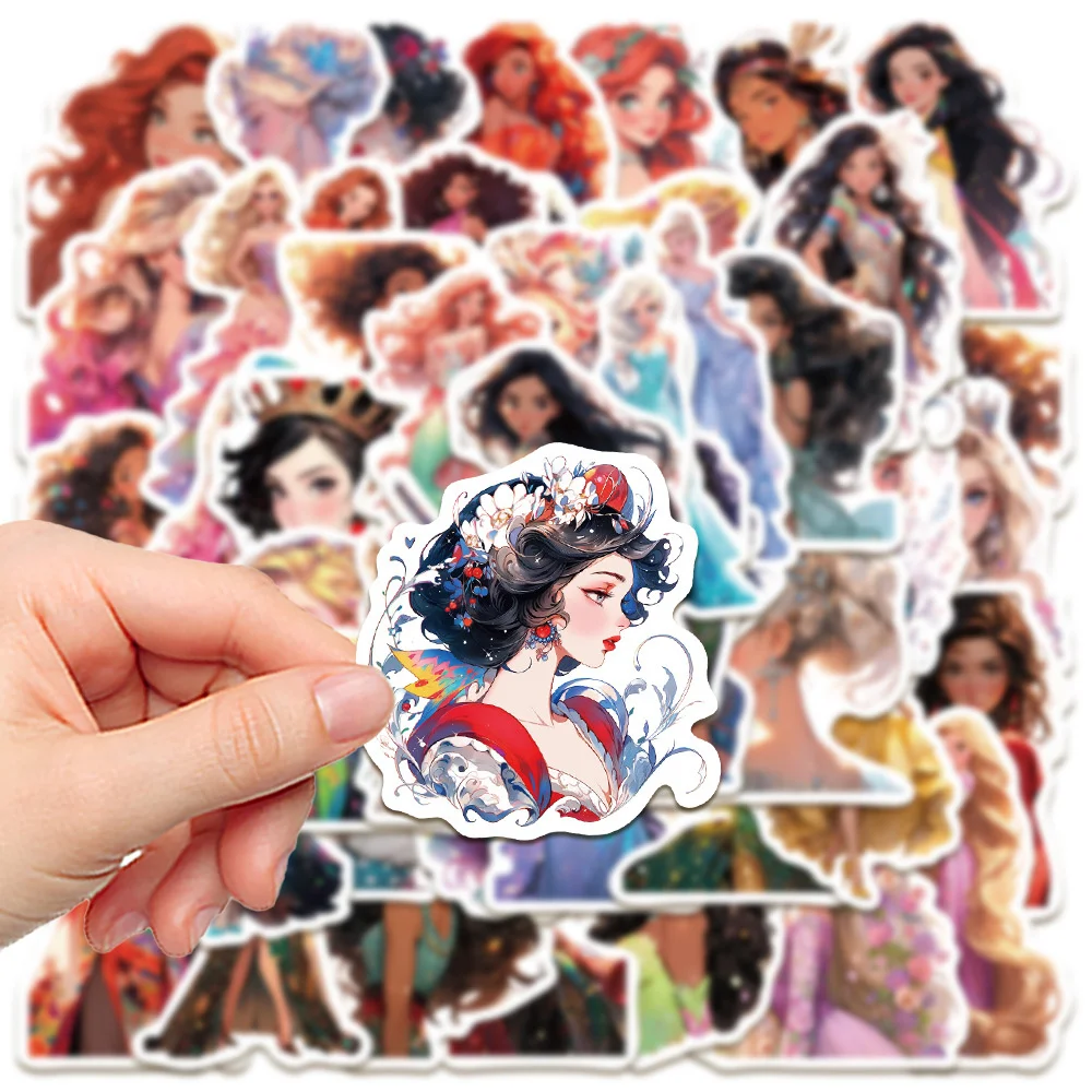 10/30/50PCS New INS Runaway Princess Sticker Cartoon Creative Animation iPad  Desk Luggage Chair Decoration Waterproof Wholesale