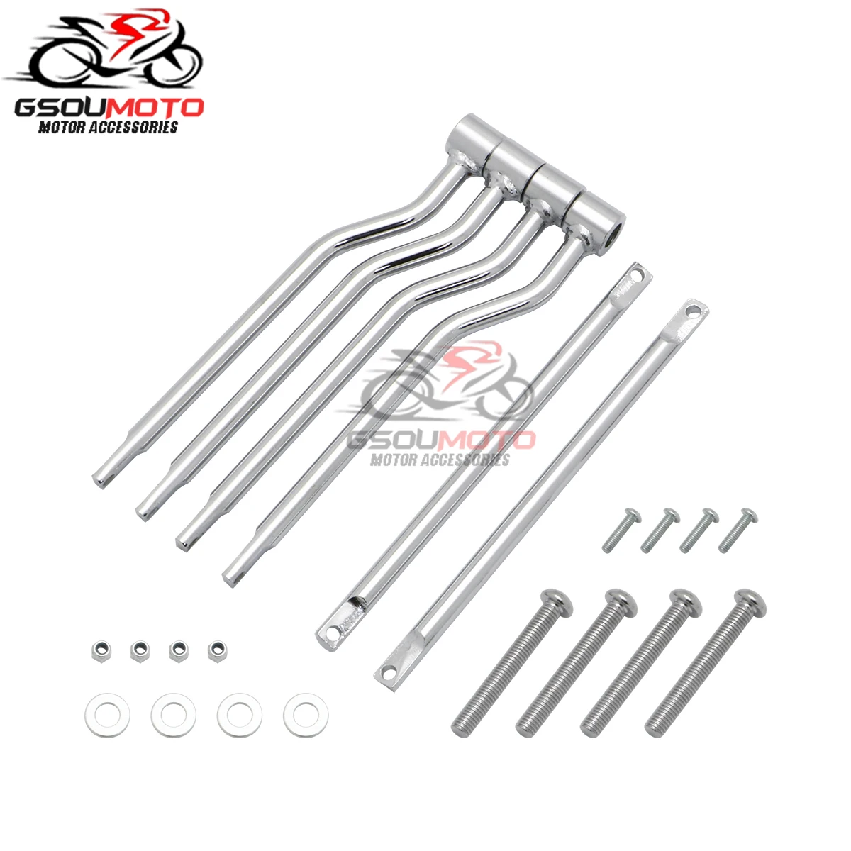 Chrome Saddle Bag Support Bars / Mounting Brackets – Universal For Harley, Kawasaki, Honda, Yamaha