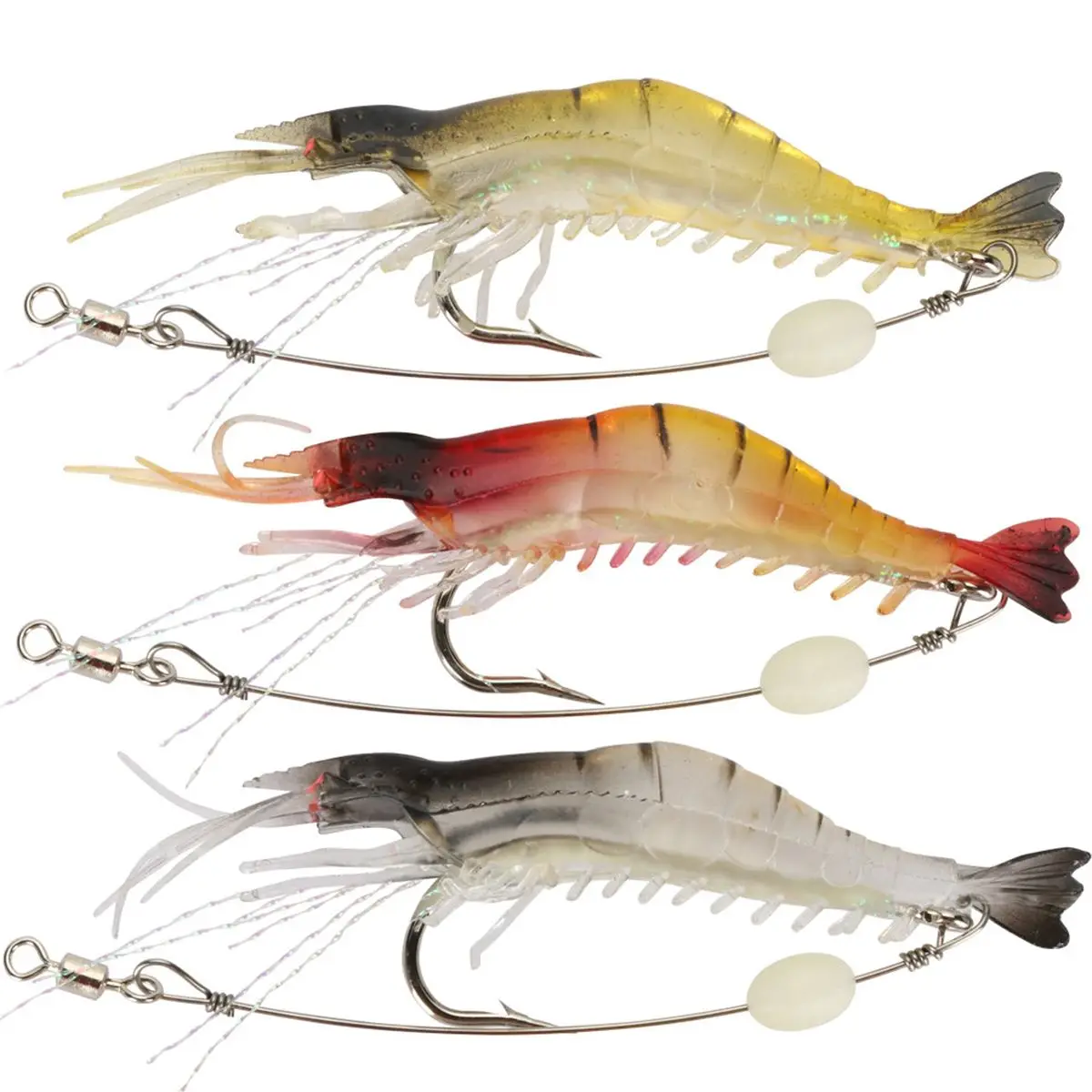 

12 Pcs Soft Bait Fake Shrimp Lure Kits High Quality Detailed Patterns Life-like Swimming Saltwater Fishing Baits for Bass Trout