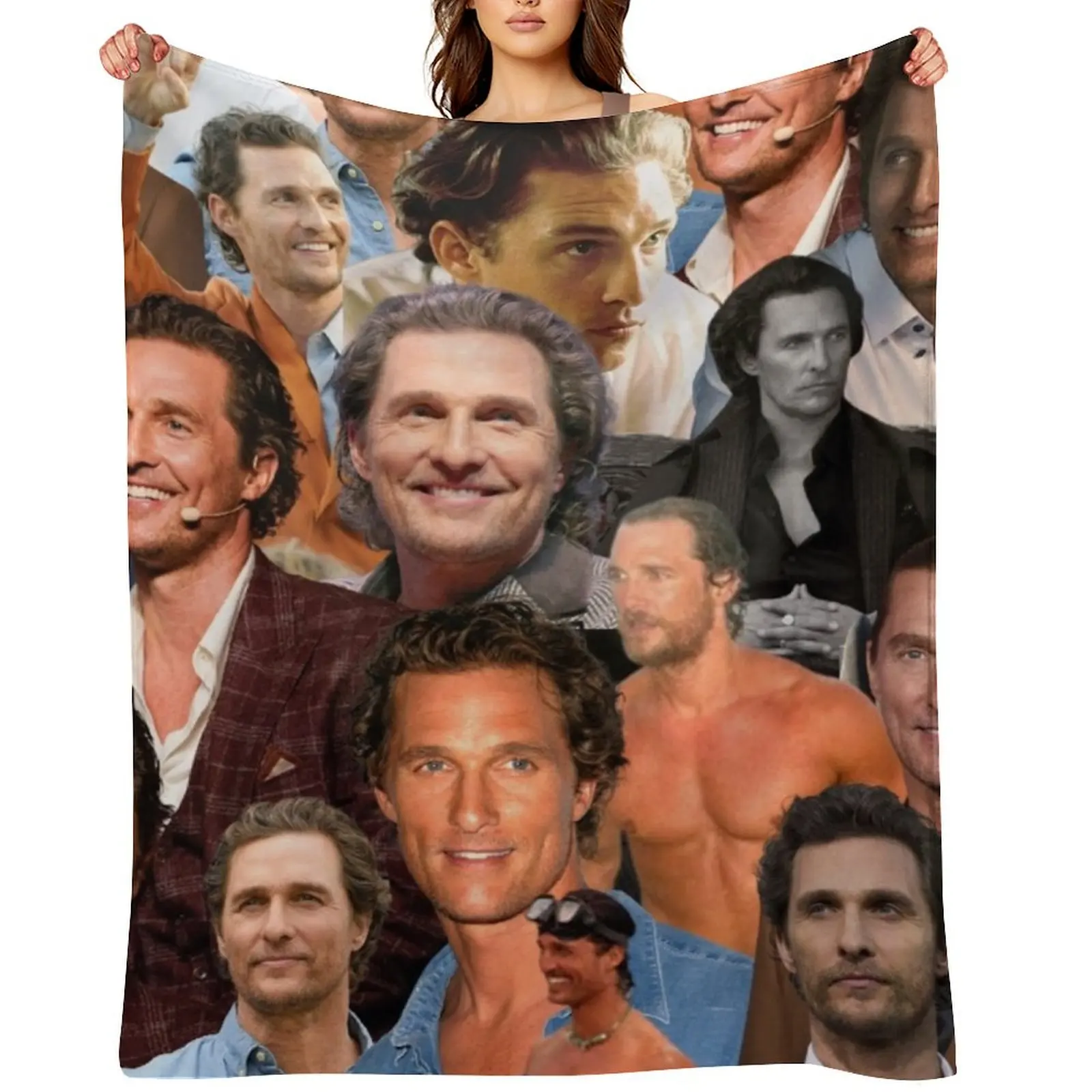 

Matthew McConaughey photo collage Throw Blanket Decorative Sofas Decorative Beds warm winter Luxury Throw Blankets