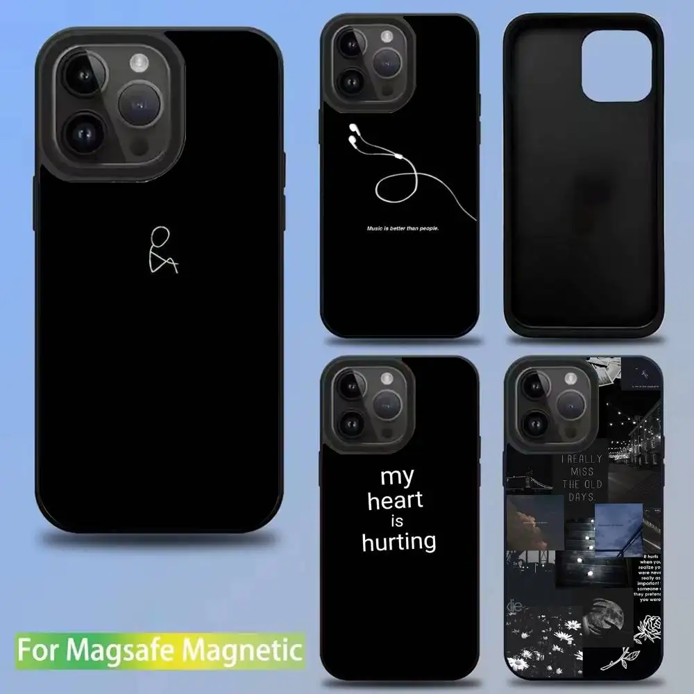 

Sad depression Black Aesthetic Phone Case For iPhone 16,15,14,13,12,11,Pro,Max,Plus,Mini,SE Magsafe Magnetic Wireless Charging