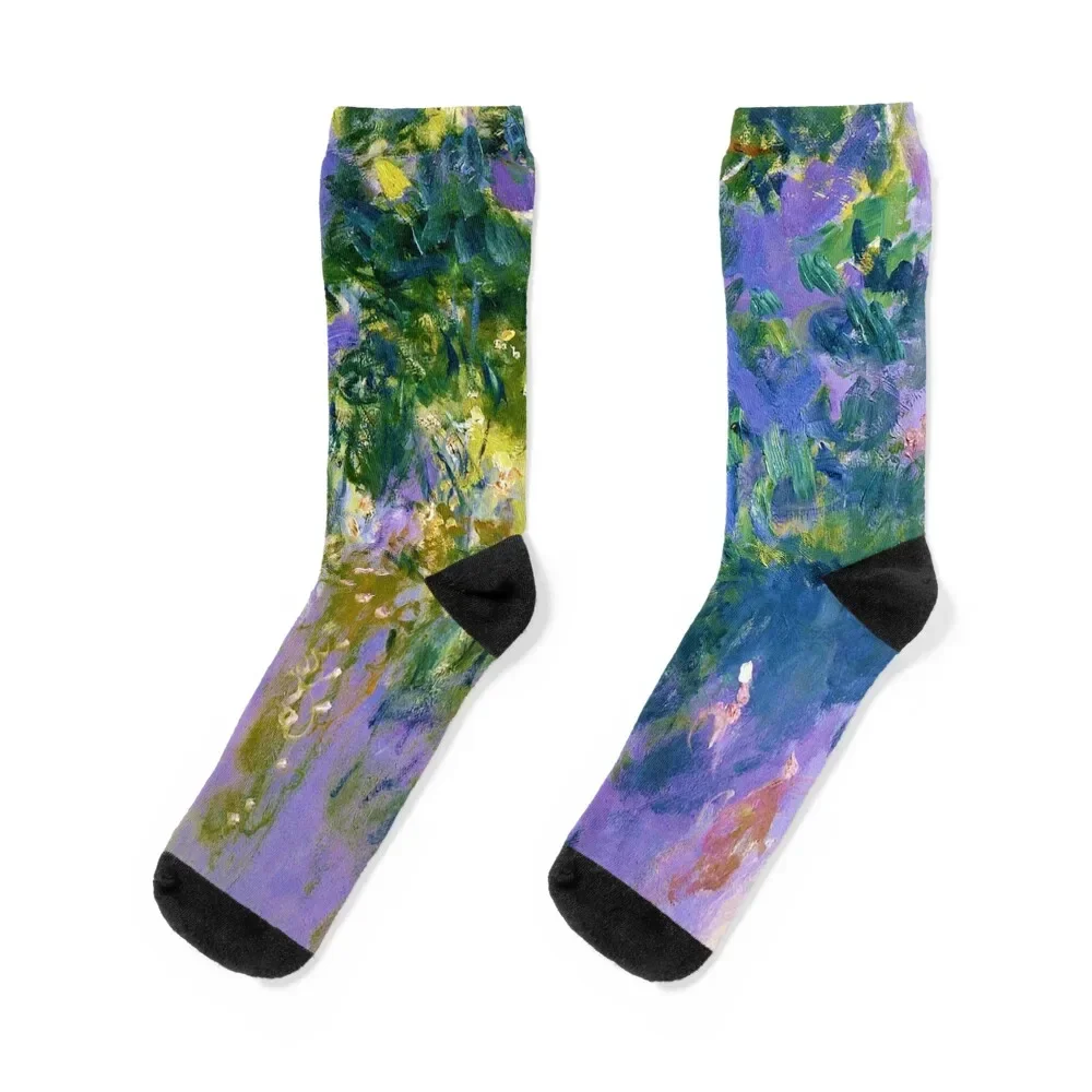 Claude Monet Wisteria, 1920 (right side) Socks retro japanese fashion christmas stocking Socks Male Women's