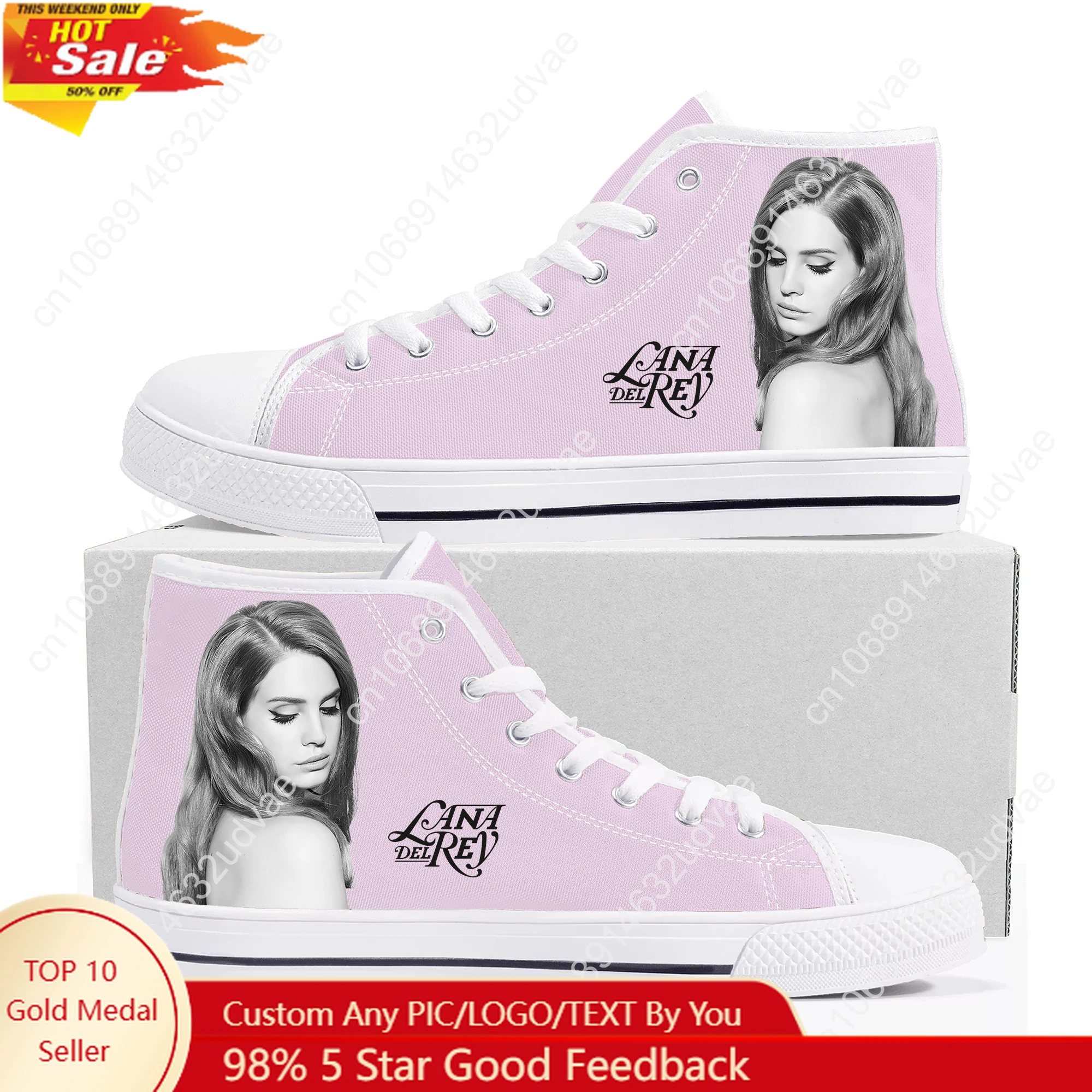 

Lana Del Rey Singer High Top Shoes Men Women Canvas Sneaker Durable High Quality Sneakers Couple Footwear Custom Shoe White