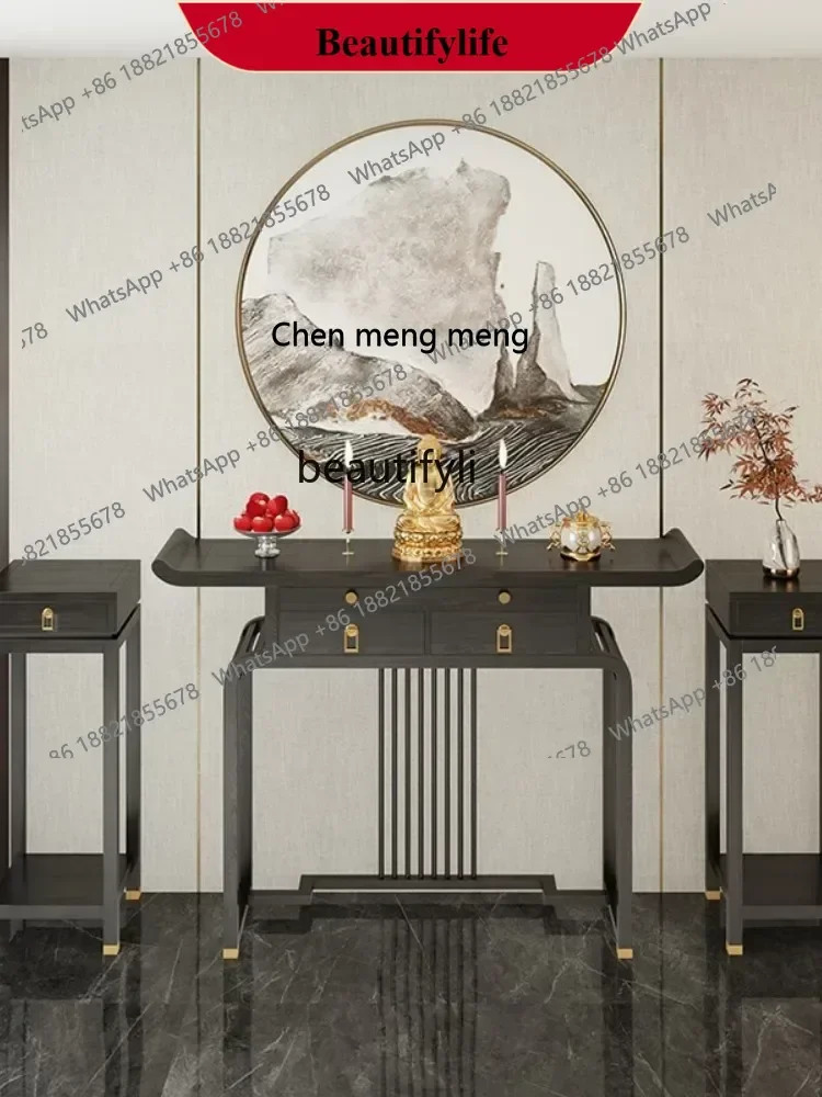 z183  Ash Wood Altar Buddha Shrine Household Living Room Middle Hall Incense a Long Narrow Table Tribute Table Economical