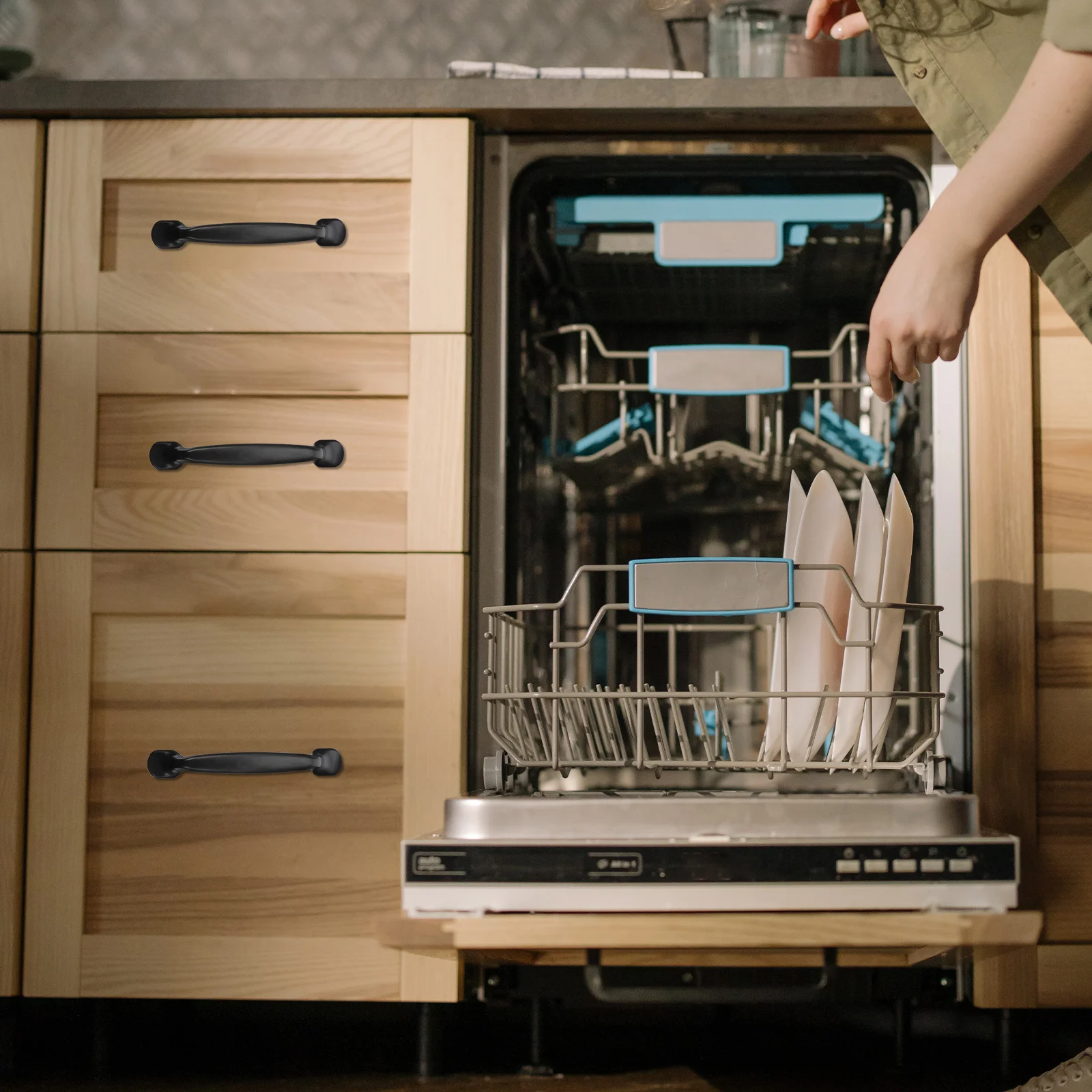 

6 шт., дверные ручки шкафа, сплав, матовый черный, прочные ручки для мебельных ящиков, ручки для шкафа, дверная ручка, ручка шкафа