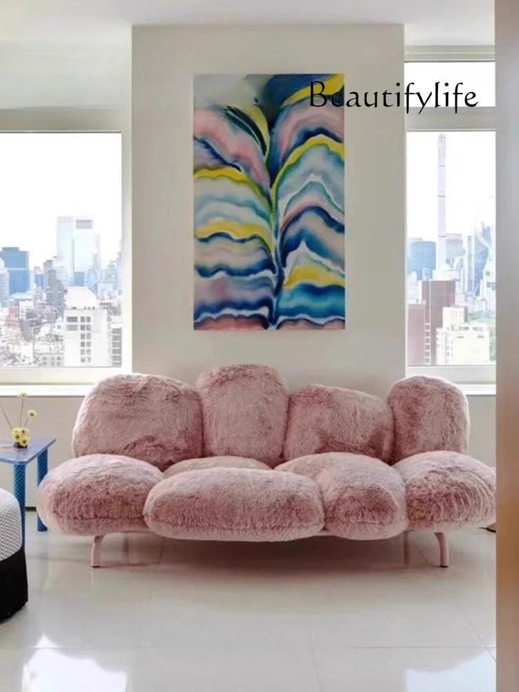 

Puff sofa fabric living room special-shaped high foot light luxury creative simple cream style single chair