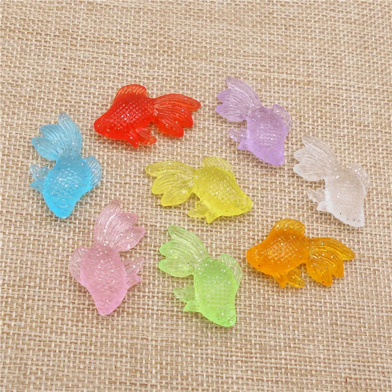 10PCS Resin Goldfish Charms Animal Translucent Pendant Random Color Necklace Bracelet Handmade Jewelry Findings Accessory