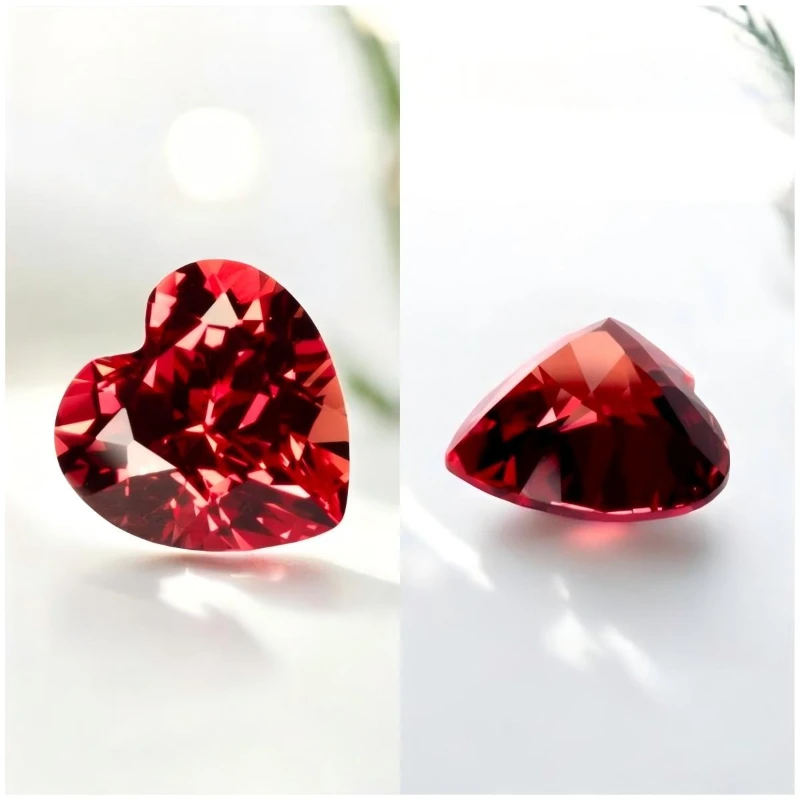 Heart Cut Lab Grown Sapphire Sunset Red Color for Charms DIY Advanced Jewelry Rings Making Materials with Certificate Wholesale 6