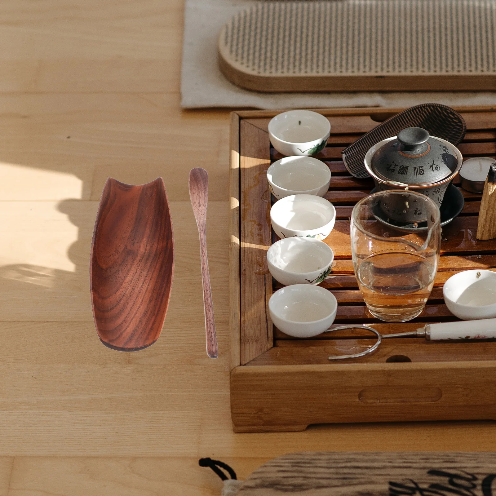 

Black Walnut Hand-polished Ceremony Set Lightweight Easy-store Gongfu Teaware Accessories Perfect Gift Lovers Smooth Design