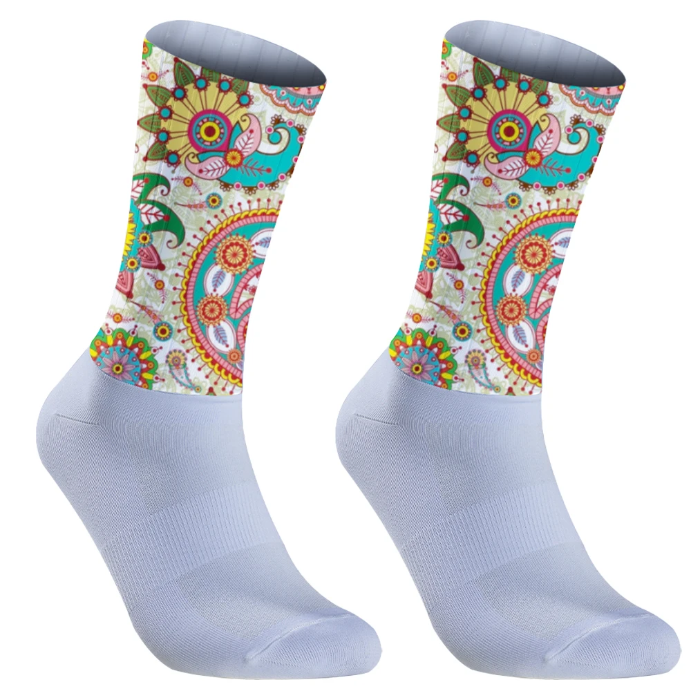 Calcetines deportivos con patrón de calavera para hombre, medias deportivas Unisex para ciclismo al aire libre, calzado para bicicleta de carretera, 2024