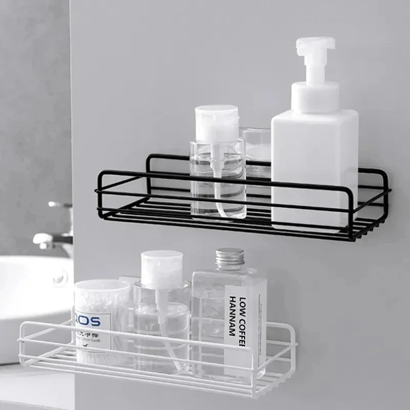 1pc Bathroom Shelf Wall Mounted Corner Storage Shelves Shampoo Holder Iron Shower Drain Basket Bathroom Accessories Organizer