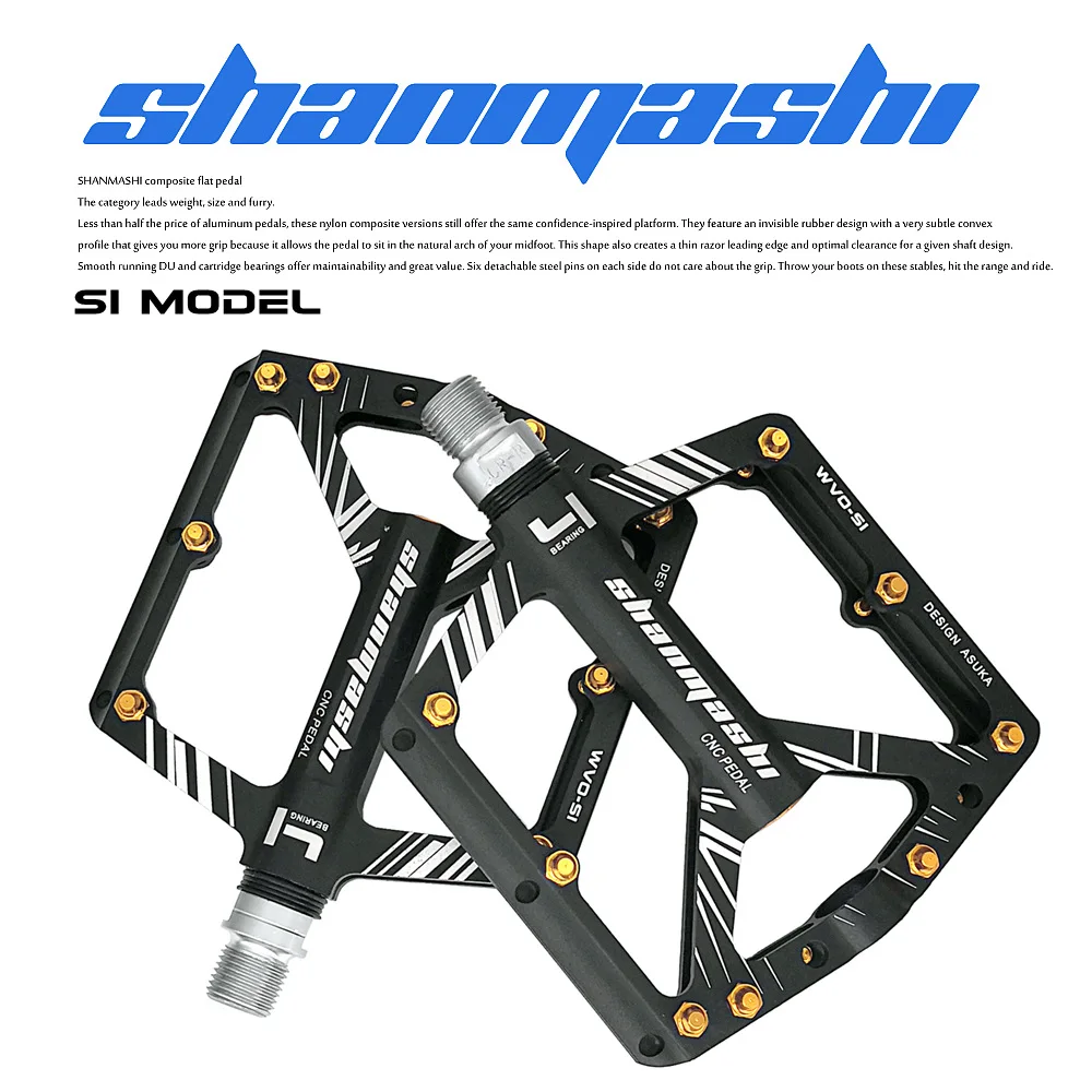 Pedali bici Shanmashi 4 cuscinetti larghi pedali MTB antiscivolo pedale bici da strada ultraleggero in lega di alluminio CNC accessori ciclismo mtb