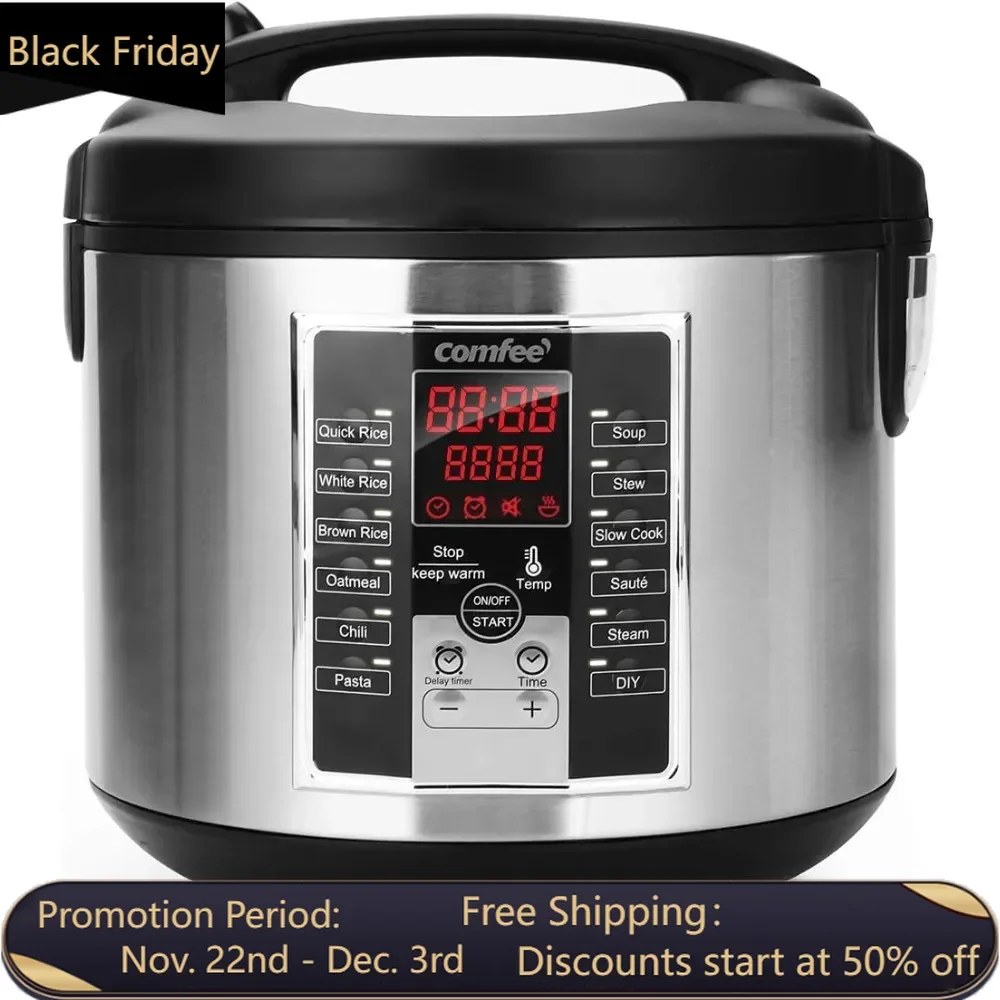 Rice Cooker 10 cup uncooked, Food Steamer, Stewpot, 12 Cooking Programs, Multi Cooker Large Capacity 5.2Qt, 24 Hours Preset