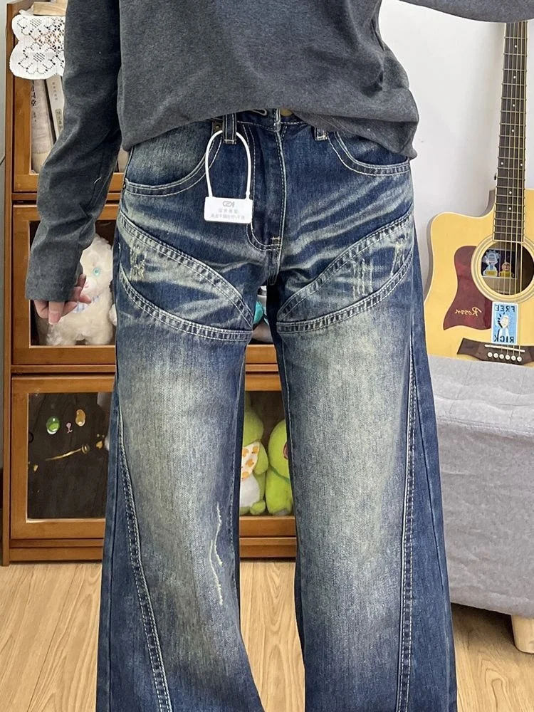 

Джинсы Bootcut Короткие женские с эластичной резинкой на талии Гот 70-х годов Натуральный бледно-розовый горошек Литературный слегкий обычный молодежный деревенский коричневый цвет
