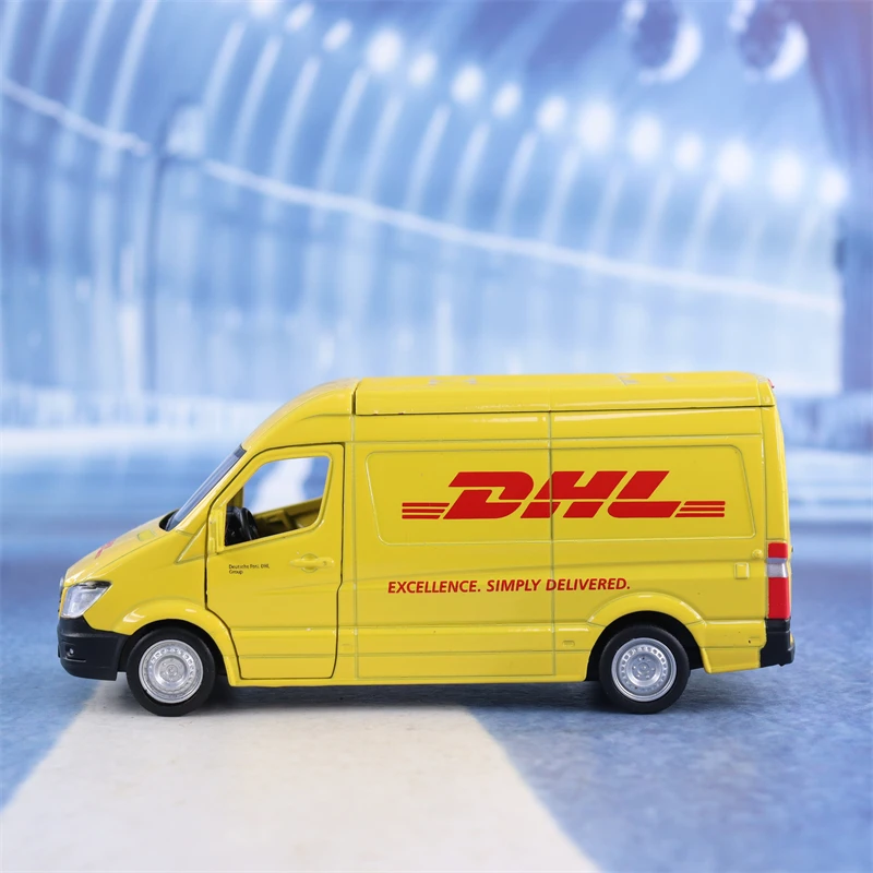 1:36 Mercedes Benz Sprinter DHL Van High Simulation Diecast Car Metal Alloy Model Car Children\'s toys collection gifts X31