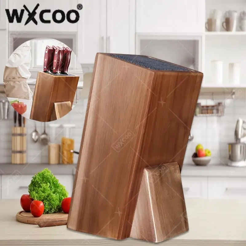 

Acacia Wood Universal Knife Holder Solid Wood Knife Block Kitchen Knife Holder Storage Stand with Bristles for Kitchen Counter