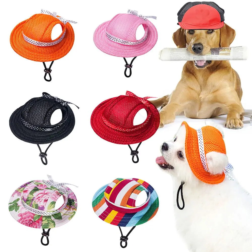 Summer Canvas Breathable Outdoor Supplies with Ear Holes Sun Protection Cap Pet Hat Dog Caps Cat Accessories