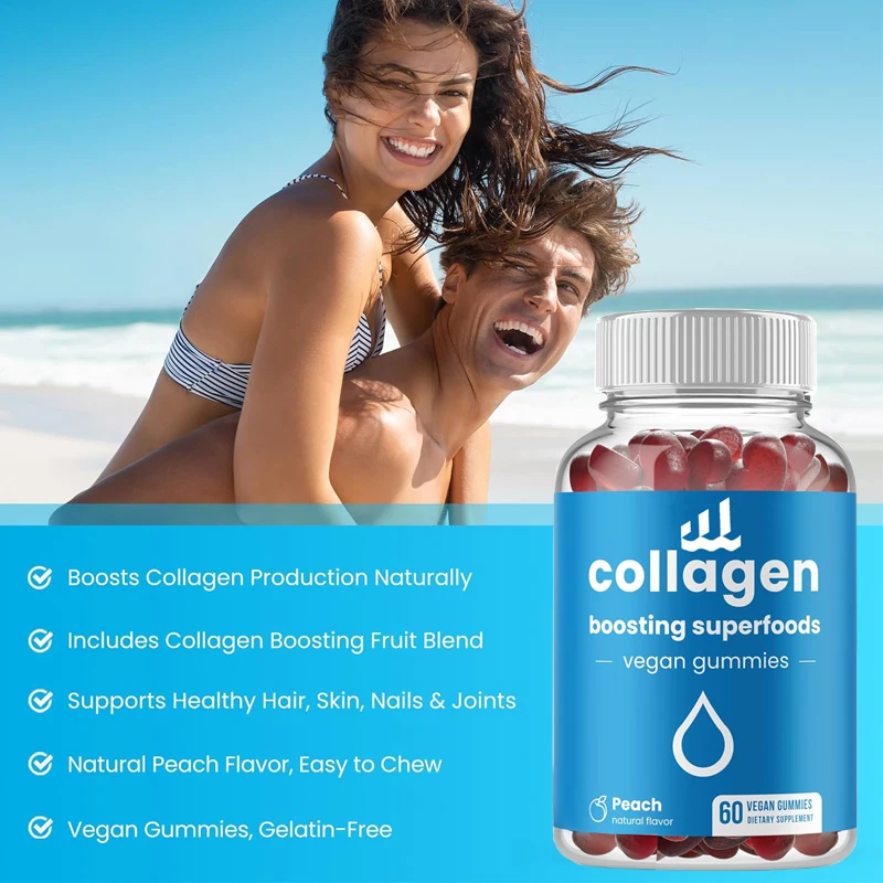 

Collagen enhanced gummies | Natural collagen production | Hair, skin, nails, joint support | Vegetarian