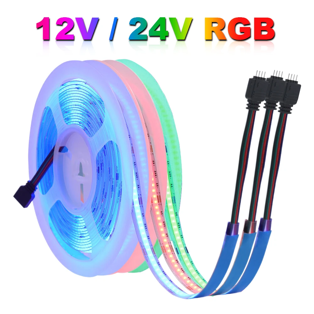 12V 24V RGB RGBW RGBWW RGBCCT COB LED Strip Light 840 784 576 LEDs Flexible Tape RA90 High Density Liner Lighting Home Decor