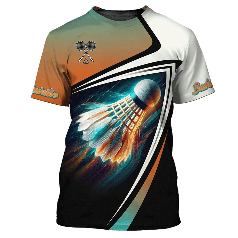 

Summer Vintage 3D Sports Badminton Printing T Shirt Fitness Lovers Graphic Short Sleeves Gym Fashion Streetwear T-shirts Clothes