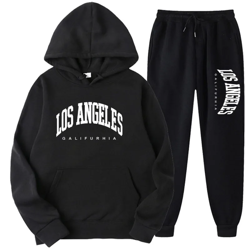 LOS ANGELES GALIFURHIA мужские/женские спортивные костюмы модный спортивный костюм толстовки + брюки комплекты из двух предметов повседневные толстовки для бега Sweatpa