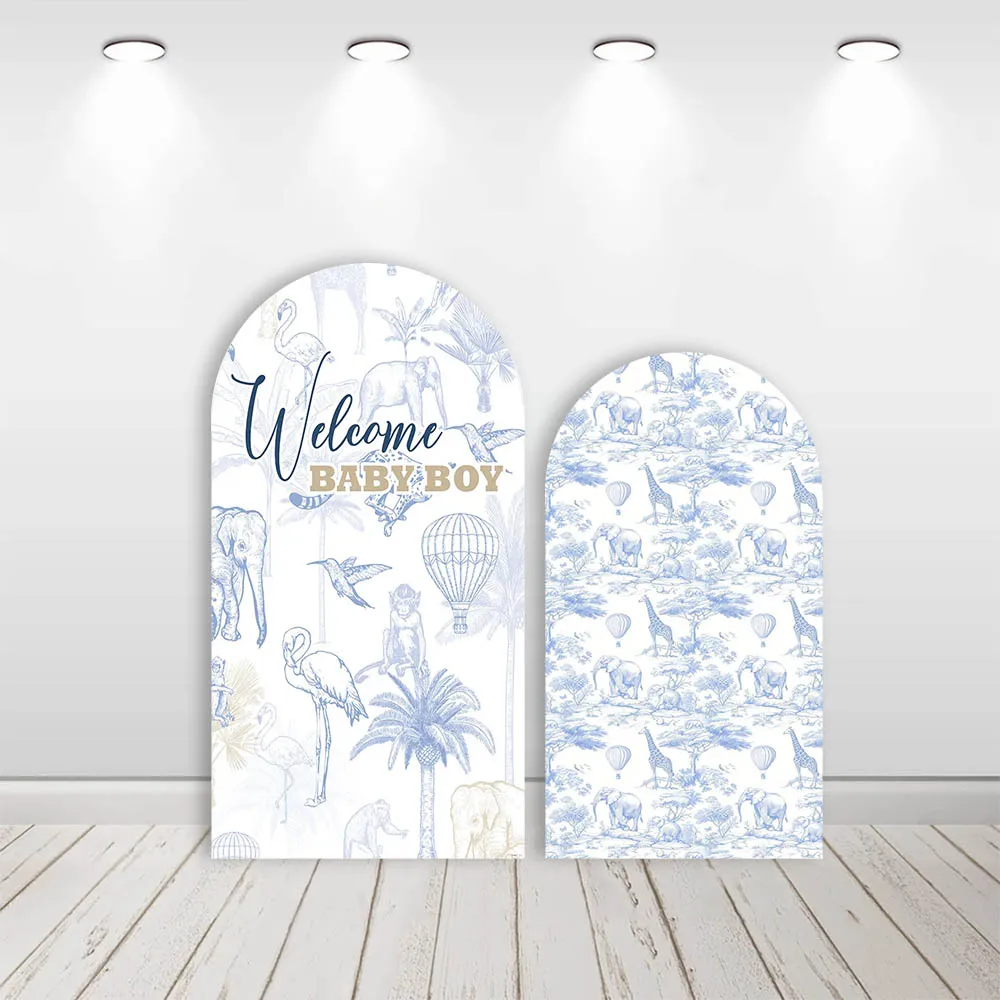 

Mehofond Добро пожаловать детская арка фон животное мир новорожденный мальчик день рождения 2-сторонний сафари слон горячий фон с воздушным шаром