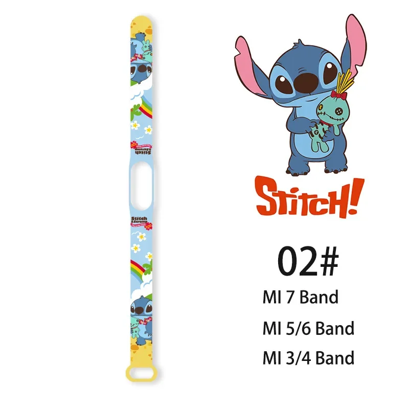 Disney Stitch Silicone Strap for Xiaomi Mi Band 7 6 5 4 3 Replacement Bracelet/Wristband Smart Watch Accessories Waterproof Gift