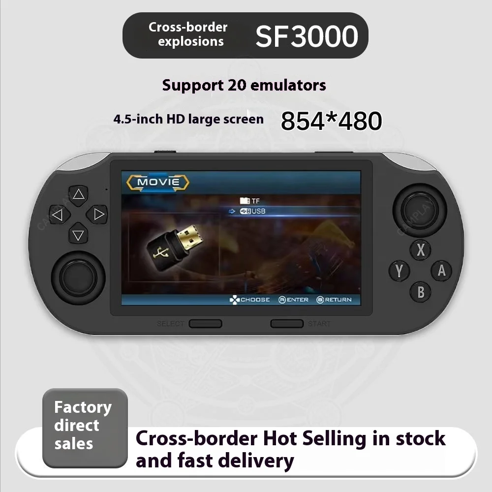 

SF3000 Portable Handheld Game Player 4.5 Inch IPS Screen Retro Video Game Console Built-in 20000+ Games for GBA/SFC Family Gift