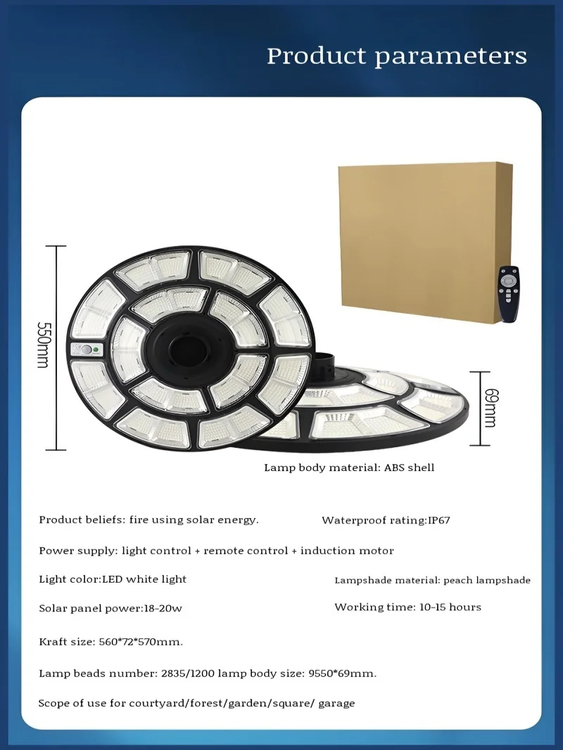 Villa Park Outdoor Runde Solar Straßenlaterne Induktion Solar Garten