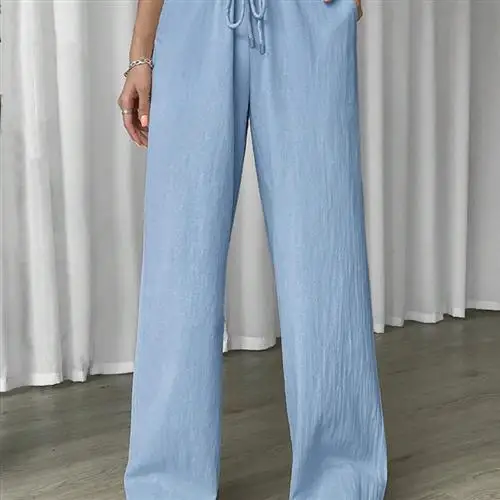 القطن الكتان واسعة الساق عارضة السراويل النسائية مريحة فضفاضة تناسب السراويل الربيع Faion عنصر كيت محايد Sle #3