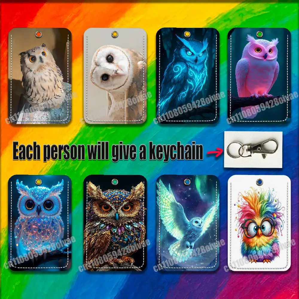Nighthawk Night Owl Bird For ID Clips Credit Bank Access Water Card Holder Cover Decoration Bag Key Keychain
