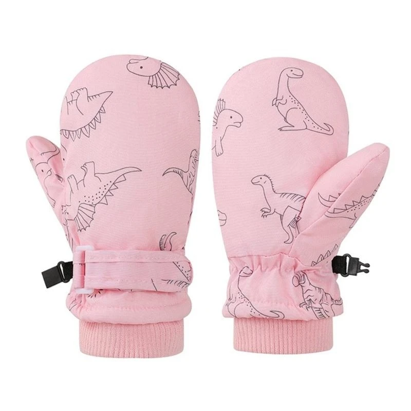 

Thermal Mitts Gloves Kid Ski Gloves Splashproof Mittens Windproof Children Winter Snow Gloves Printed Dinosaur Pattern G2TD