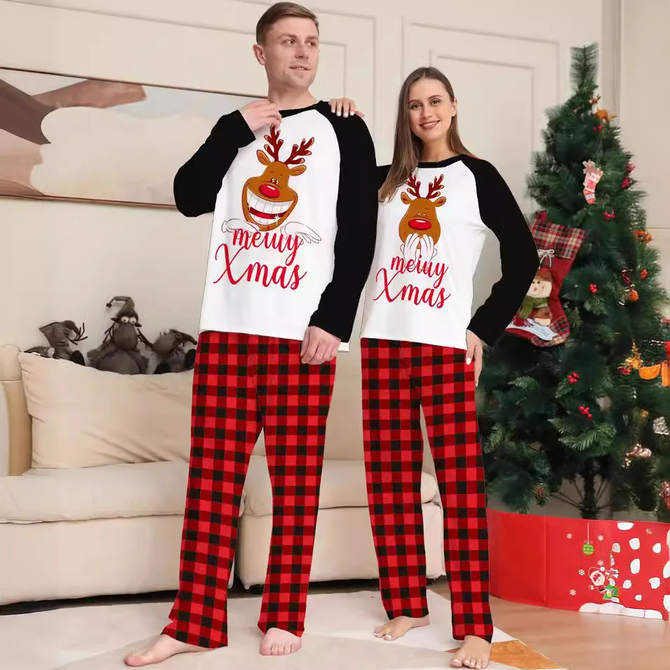 Christmas Family Matching Pajamas Clothes Set Year Xmas Pyjamas Father Mother Kids Couples Family Look Sleepwear Outfit  123