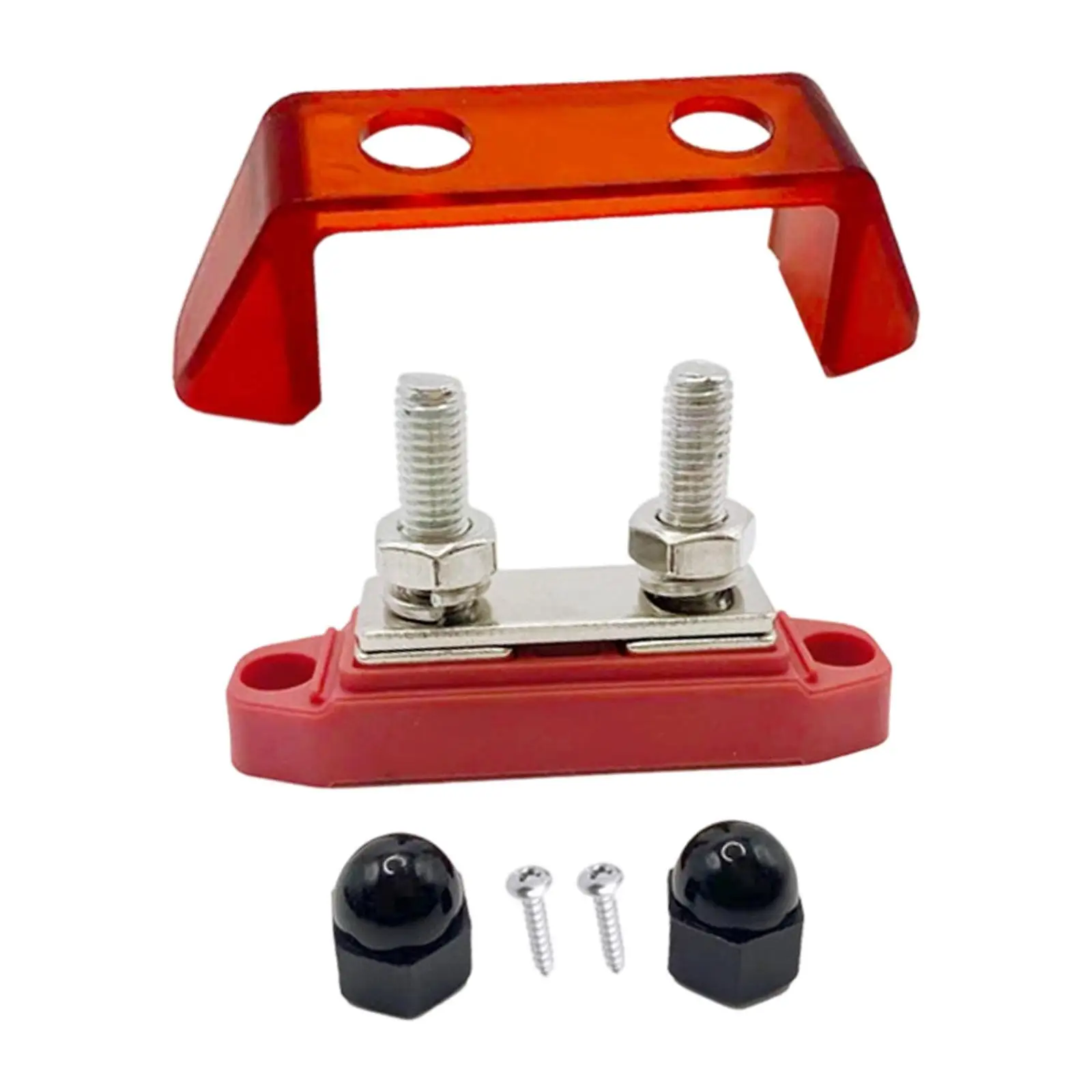 

Bus Bar Double Stud Power Distribution Block Repair Mounting Hardware with Cover and Screws for Industrial Equipment Yachts