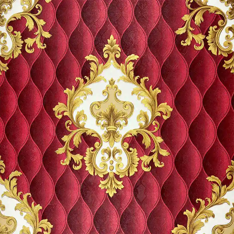 17 نمط فاخر الأحمر ورق حائط دمشقي لفة ثلاثية الأبعاد تنقش بولي كلوريد الفينيل سميكة جدار جدارية ديكور خلفيات لغرفة المعيشة غرفة نوم Оboи