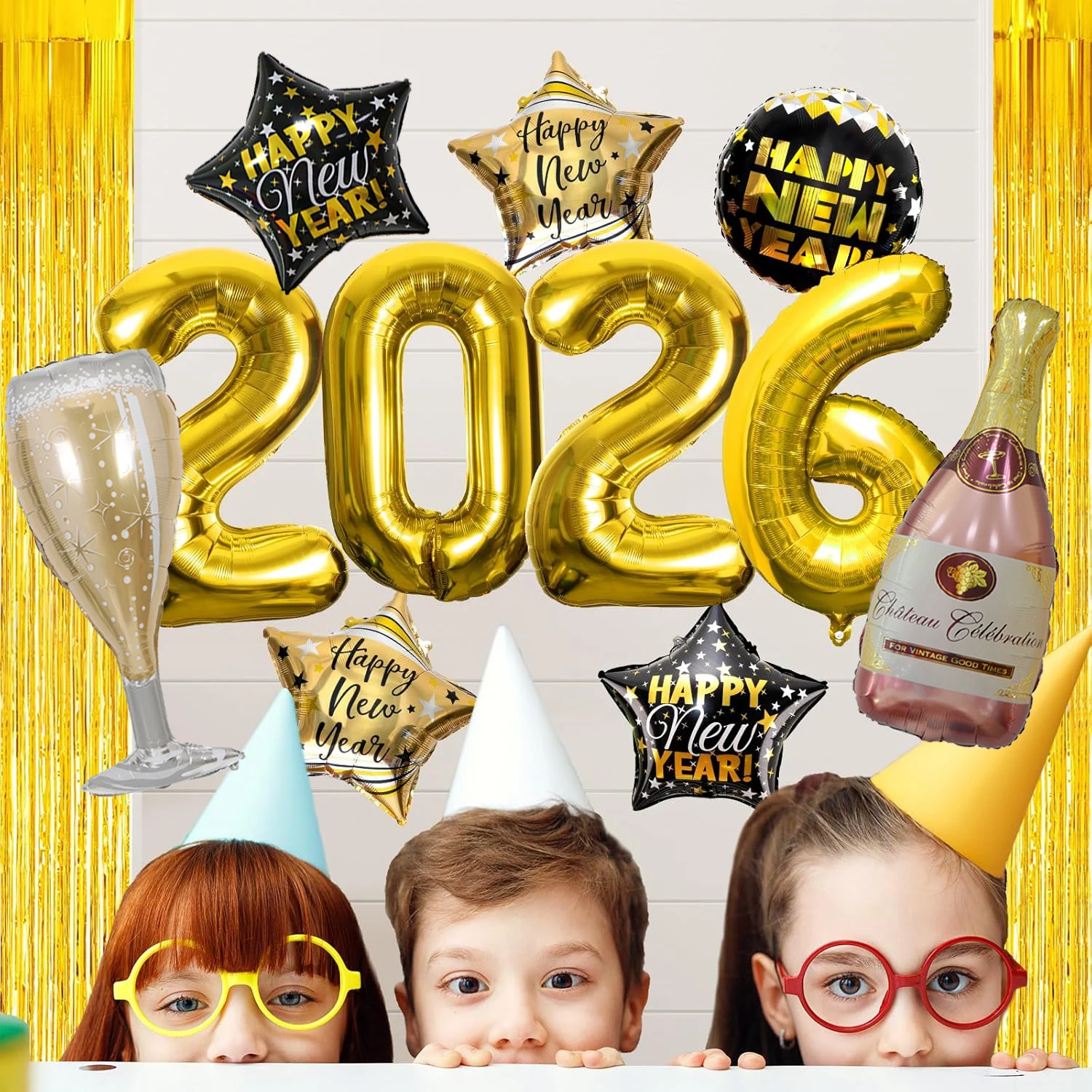 11 قطعة مجموعة بالونات احباط السنة الجديدة 32 بوصة الذهب أرقام احباط بالونات زجاجة نبيذ كبيرة بالون سنة جديدة سعيدة حواء الطرف الديكور