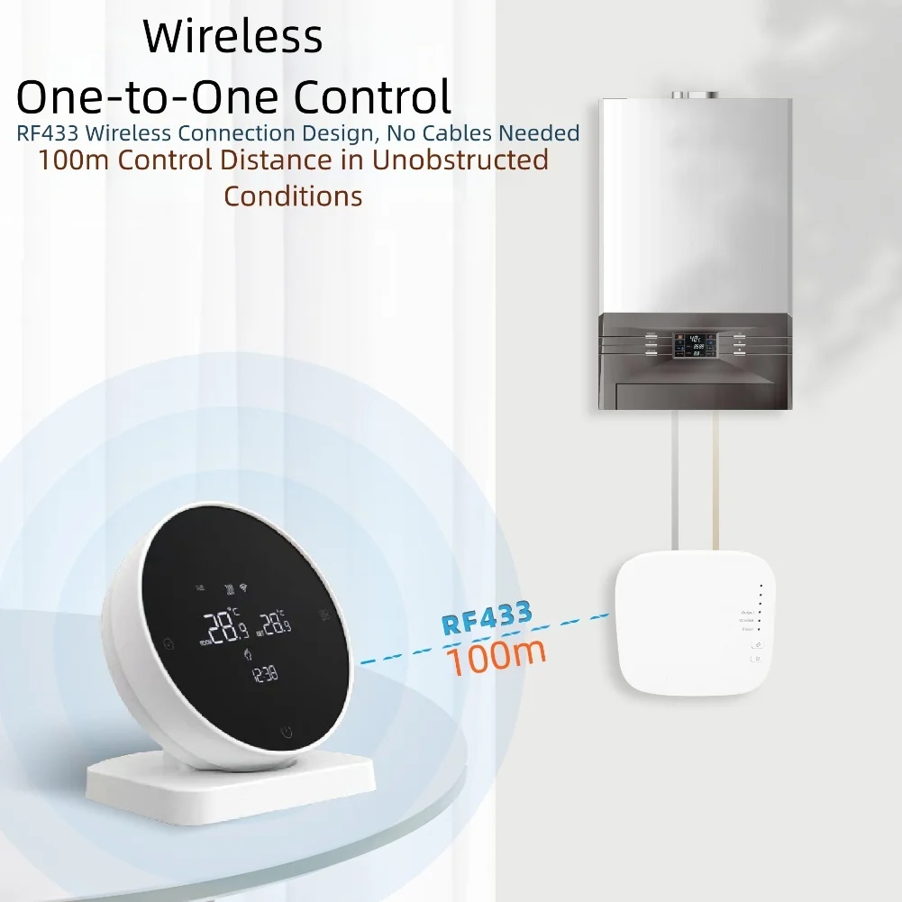 For Tuya WiFi Compatibility Remote Control and Multiple Program Modes Wireless Thermostat for Water and Gas Boilers with