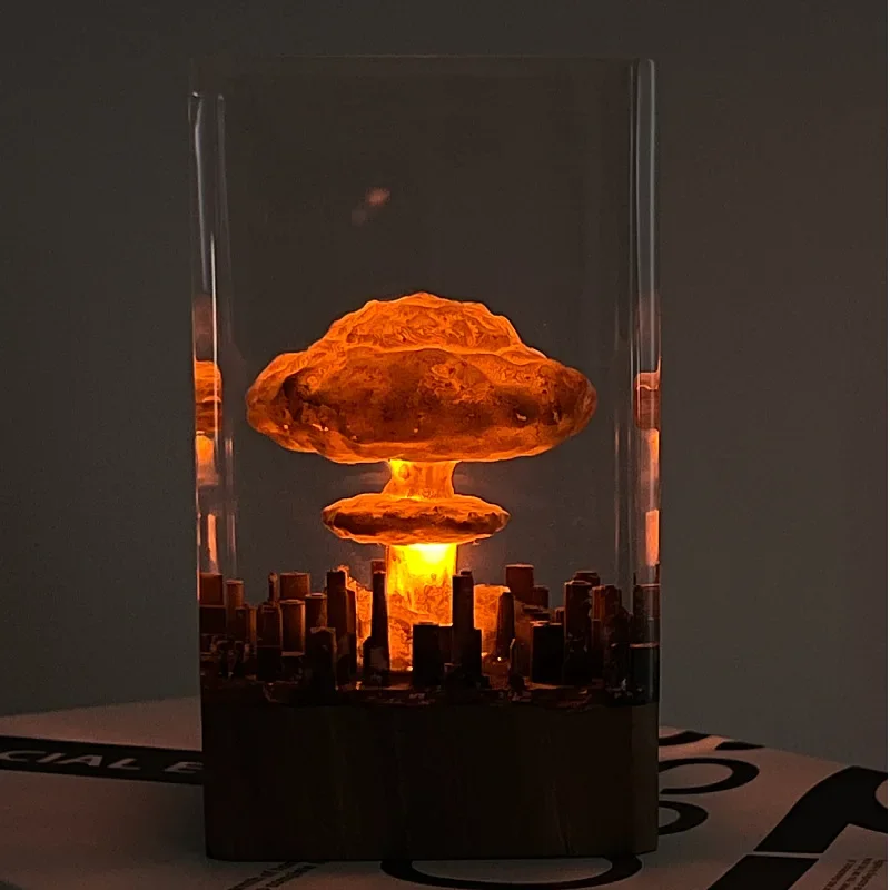 Atomic Bomb Mushroom Cloud Creative Crystal Epoxy Resin Crafts Nightlight Decoration Desk Decoration