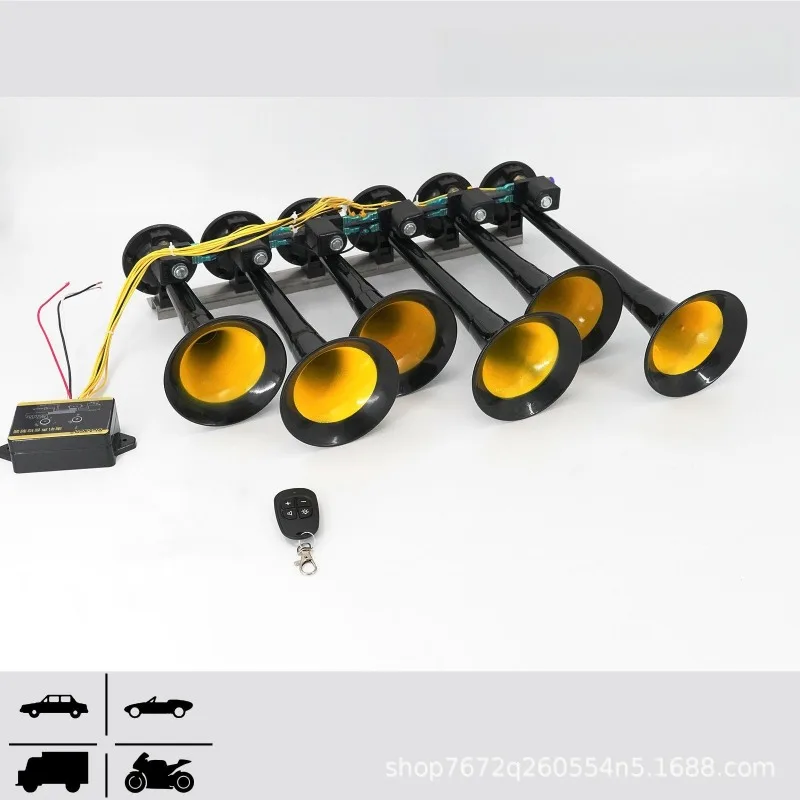 125DB 12/24V 36-tone 6-Tube Modification Truck Train Trailer Loud Electric Horn Solenoid Valve Loud Speaker Siren Air Horn