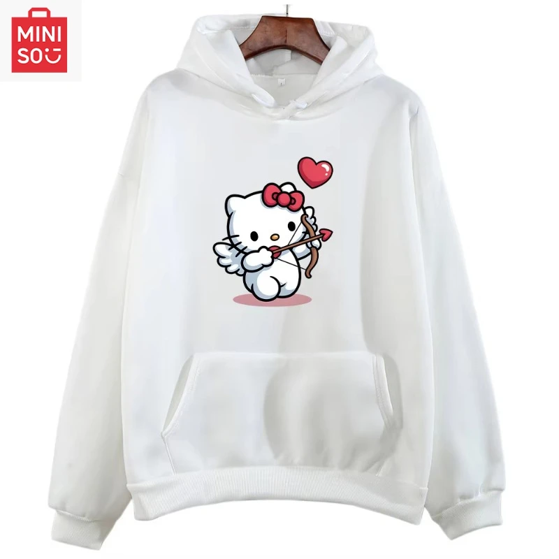 

Hello Kitty Cupid Launches Love Heart Hoodies Cute Cartoon Originality Print Sweatshirts New Fashion Comfort Clothing Unisex Top